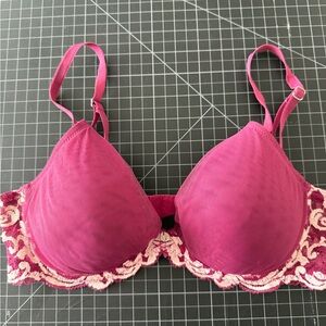 Natori Burgundy and Cream Lace Bra